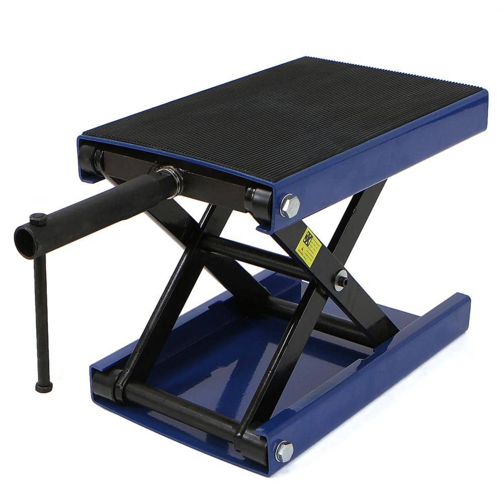 1100 lbs. W Deck Scissor Lift Jack Motorcycle Center Hoist Stand for Bike ATV in Blue - Hercitys