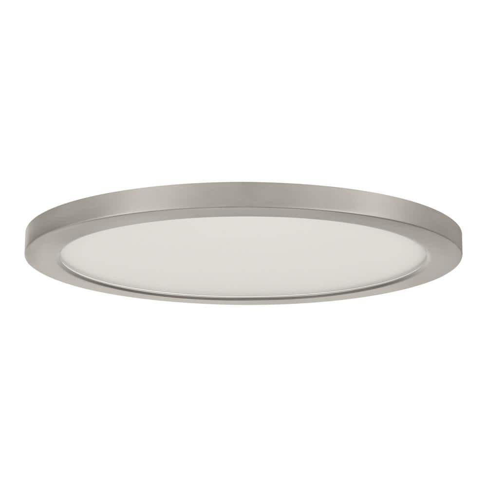 15 in. Brushed Nickel New Ultra-Low Profile Integrated LED Flush Mount 5CCT (2-Pack) - Hercitys