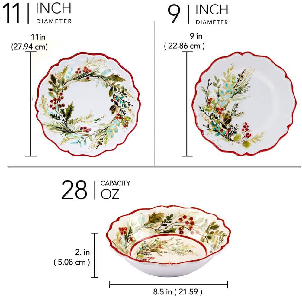 12-Piece Melamine Christmas Gatherings Melamine Dinnerware Set - Hercitys