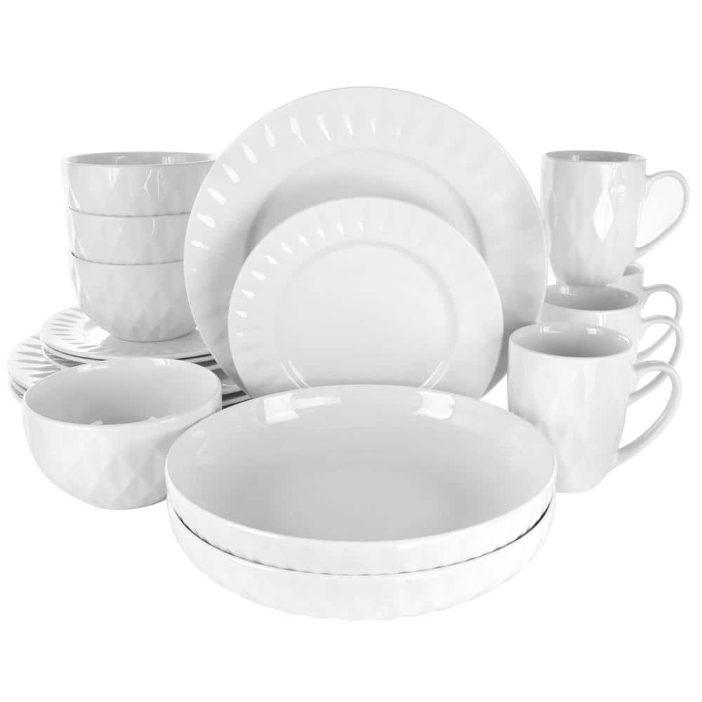 18-Piece Sienna White Porcelain Dinnerware Set (Service for 4) - Hercitys