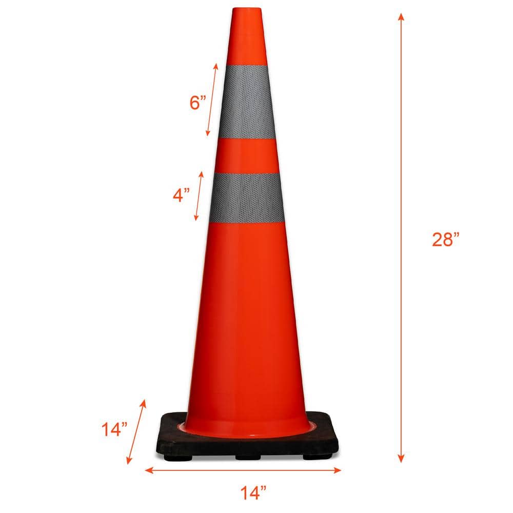 28 in. Orange PVC Reflective Traffic Safety Cone - Hercitys
