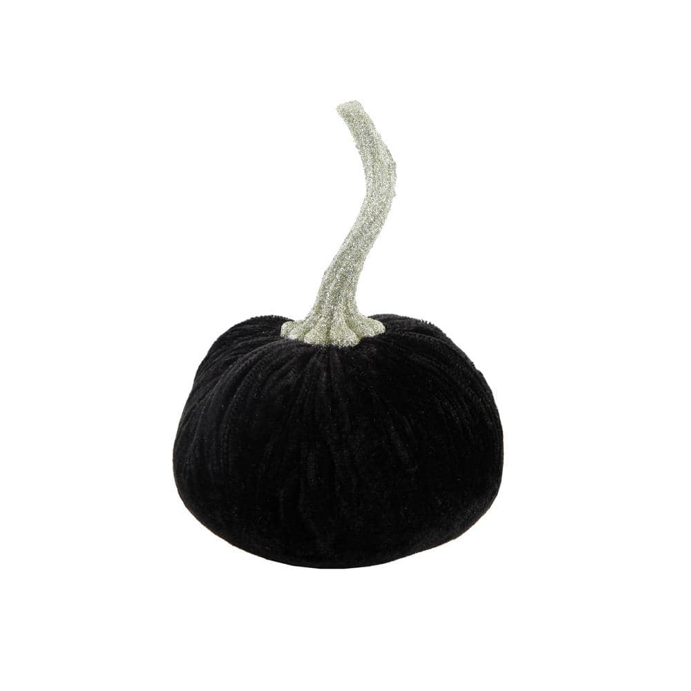 4.75 in. D x 6.5 in. H Small Black Velvet Pumpkin - Hercitys