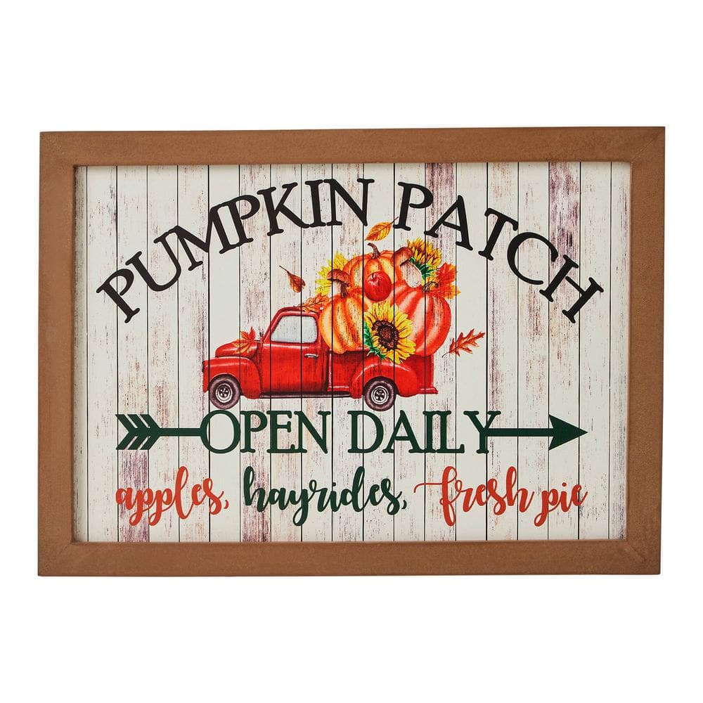 10 in. Shiplap Pumpkin Patch Fall Red Truck Harvest Wall Sign - Hercitys