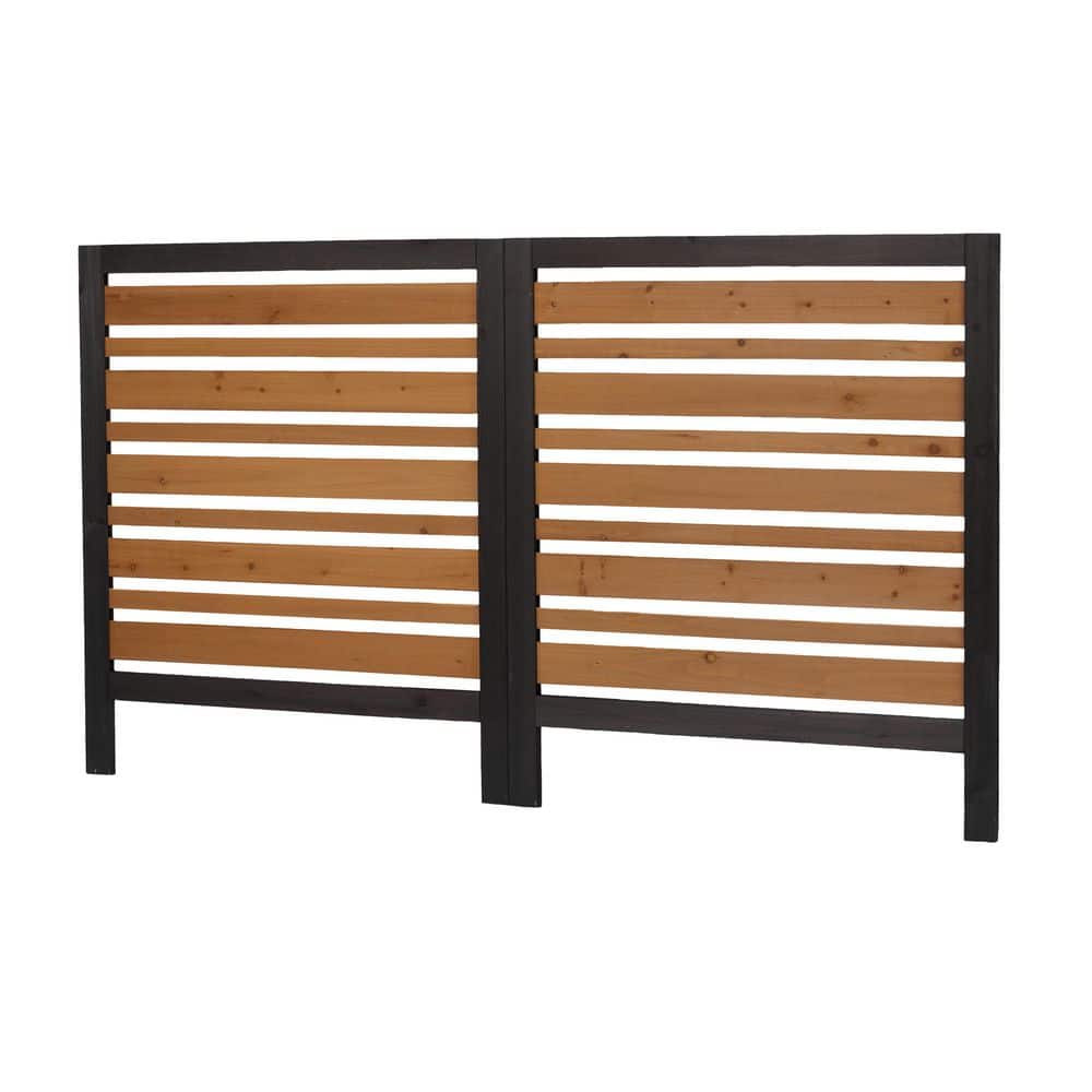42 in. Black+Gold Solid Wood Garden Fence-Elegant 2-Panel Privacy Screen for Enhanced Outdoor Aesthetics - Hercitys