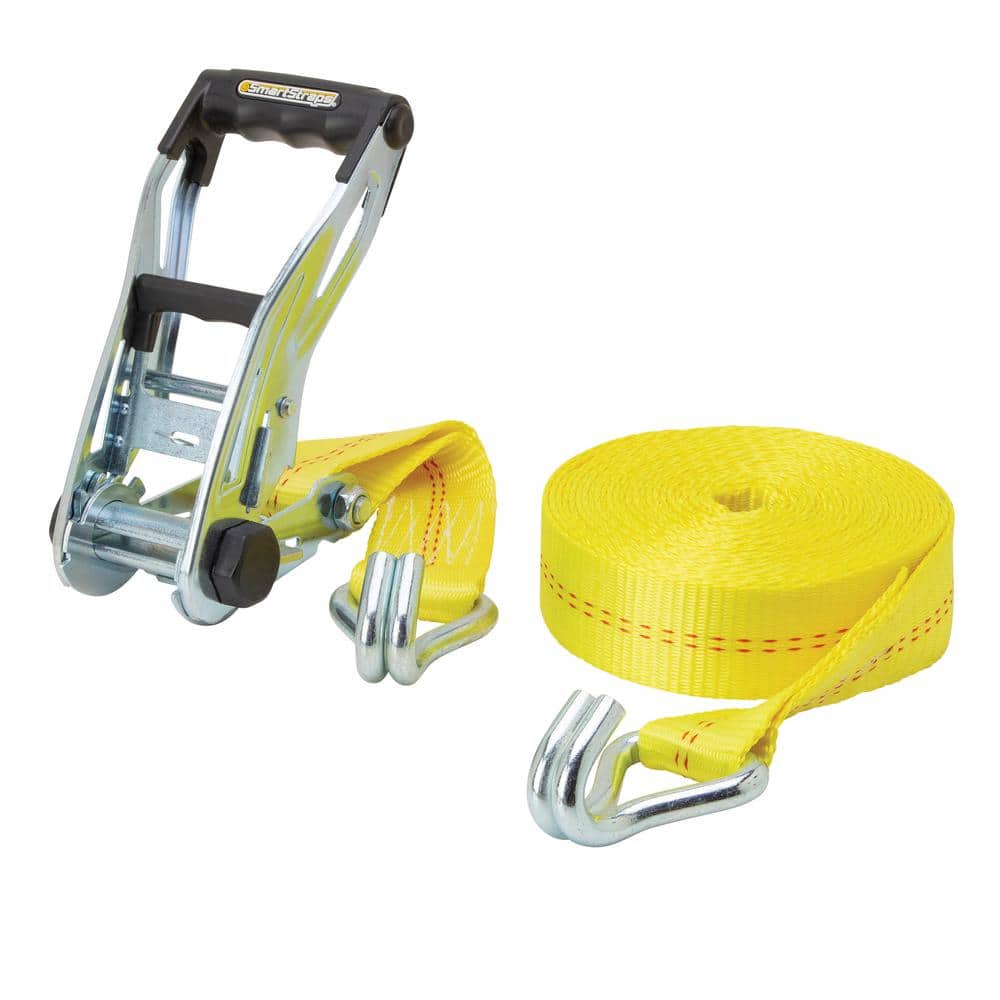 30 ft. Yellow Ratchet X Tie Down Strap with 3,333 lb. Safe Work Load – 1 pack - Hercitys