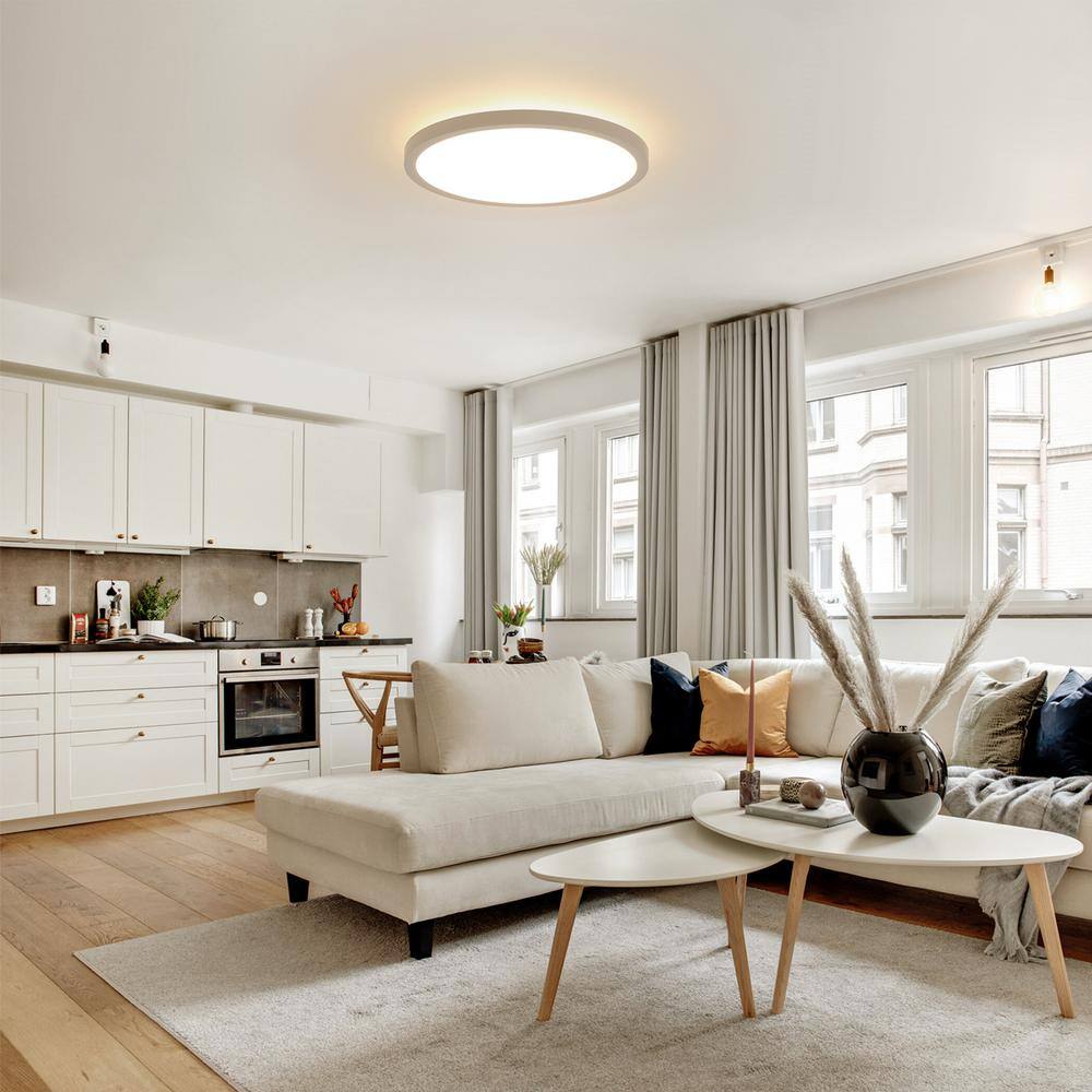 12 in. 20W Light LED Included Flush Mount Ceiling Light with ABS Shade Nightlight Ceiling Light Fixture - Hercitys