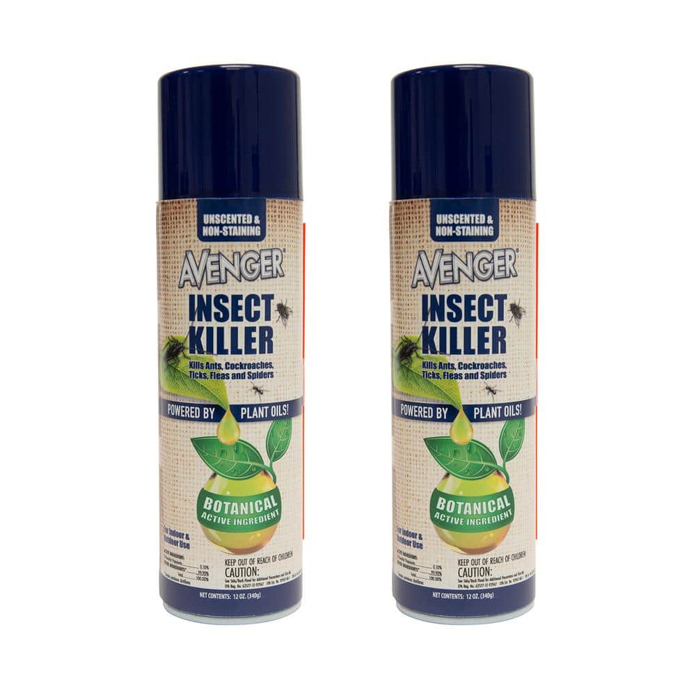 12 oz. Insect Killer, Unscented Natural Plant-Based Ingredients, Indoor/Outdoor, Aerosol Spray Can (2-Pack) - Hercitys