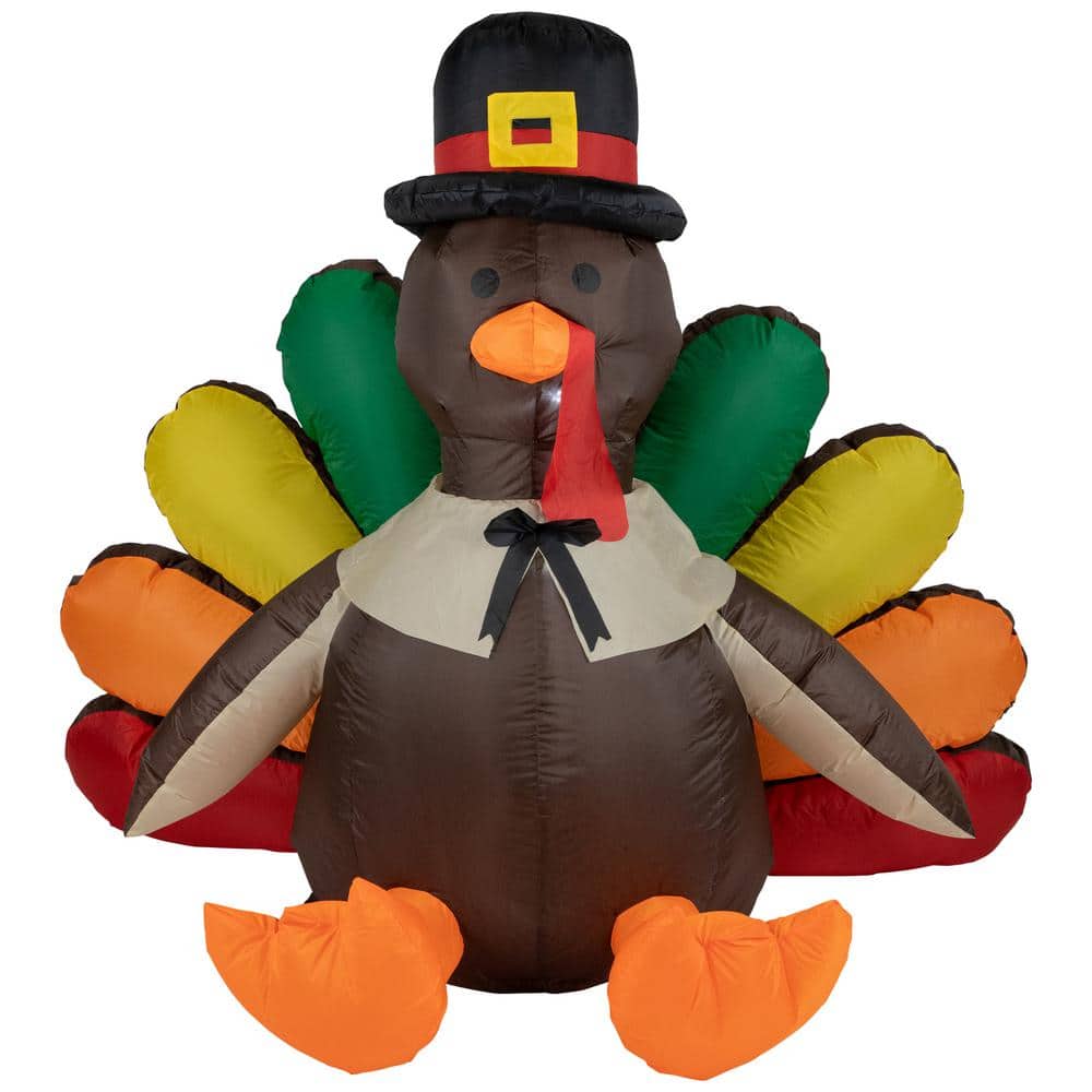 4 ft. Inflatable Lighted Thanksgiving Turkey Outdoor Decoration - Hercitys