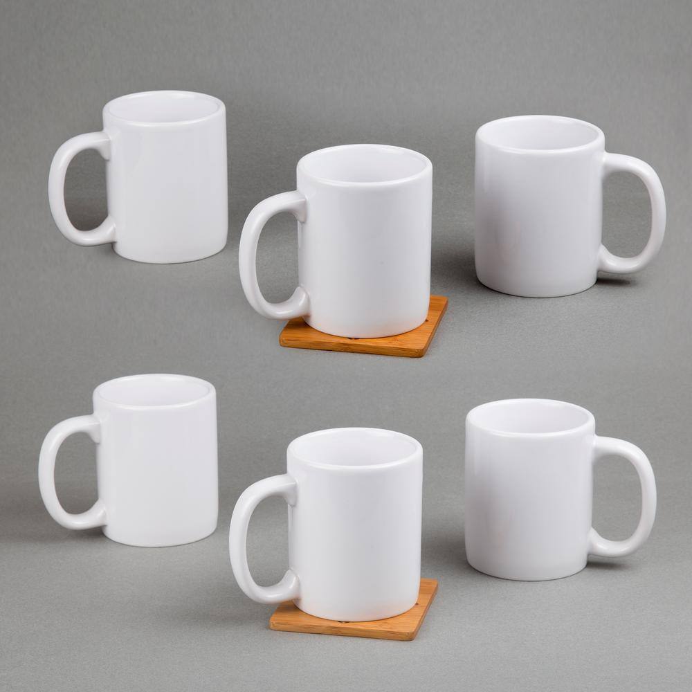 12 oz. White Stoneware Mug (Set of 6) - Hercitys