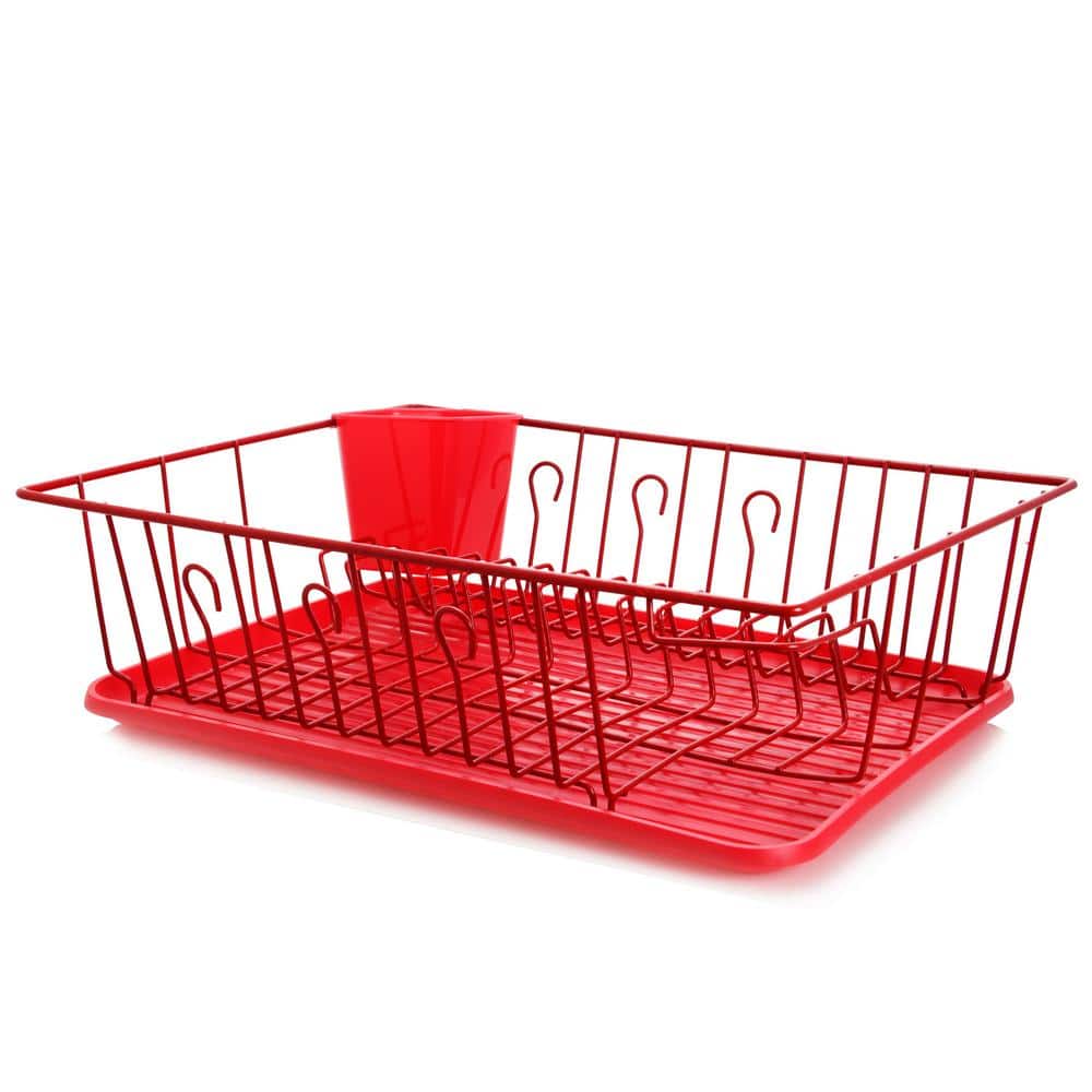 17.5 in. Red Countertop Dish Rack - Hercitys