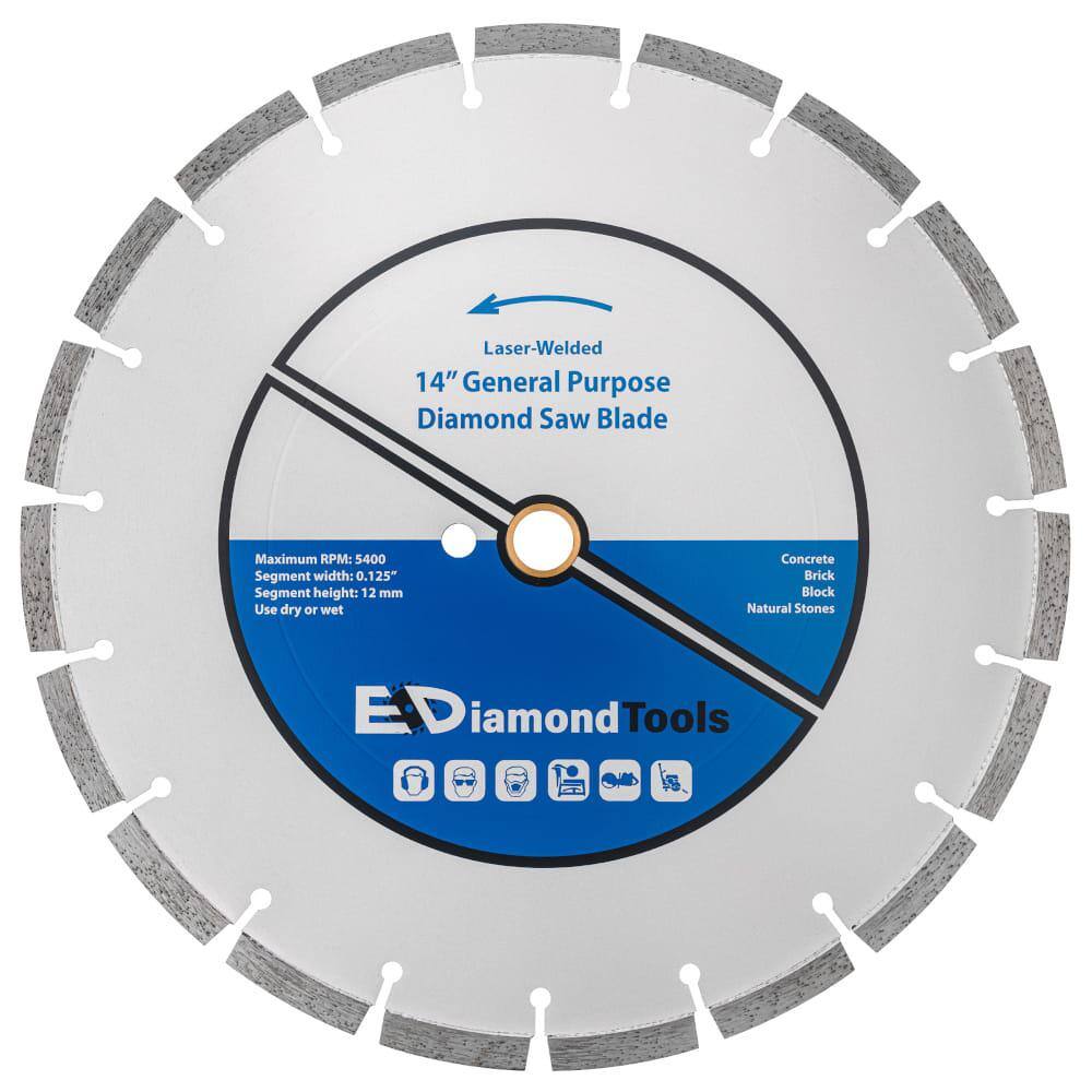 14 in. Laser Welded Segmented Rim Diamond Saw Blade for Concrete Brick Block, Masonry and Stone, 1 in. Arbor (3-Pk) - Hercitys