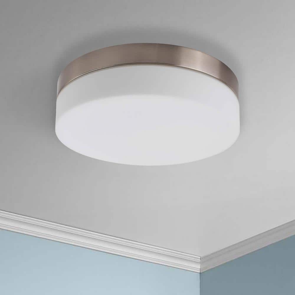 1-Light Brushed Nickel Flush Mount Ceiling Light - Hercitys