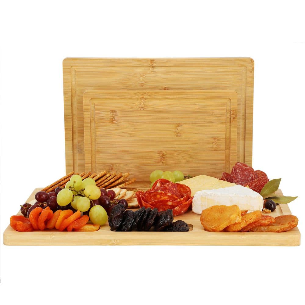 3-Piece Bamboo Cutting, Prep and Serving Boards - Hercitys