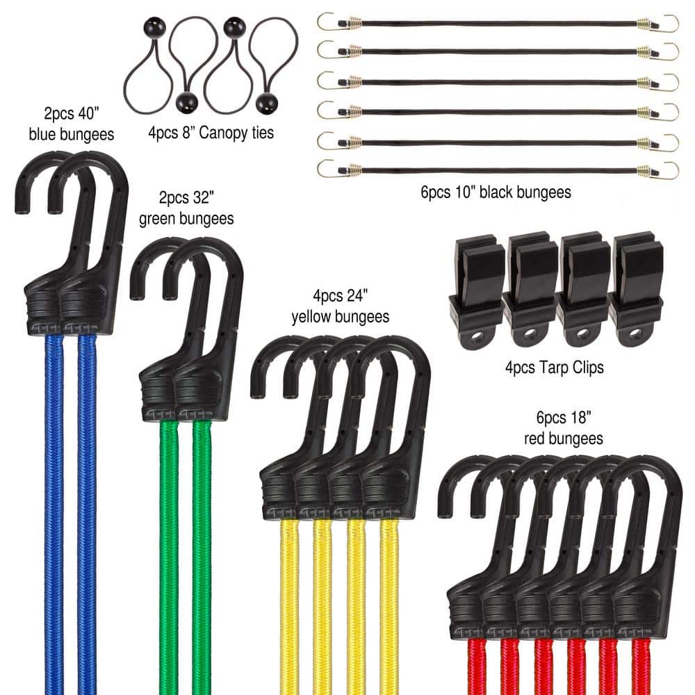 28-Piece Assortment Bungee Cord with 5-Sizes - Hercitys