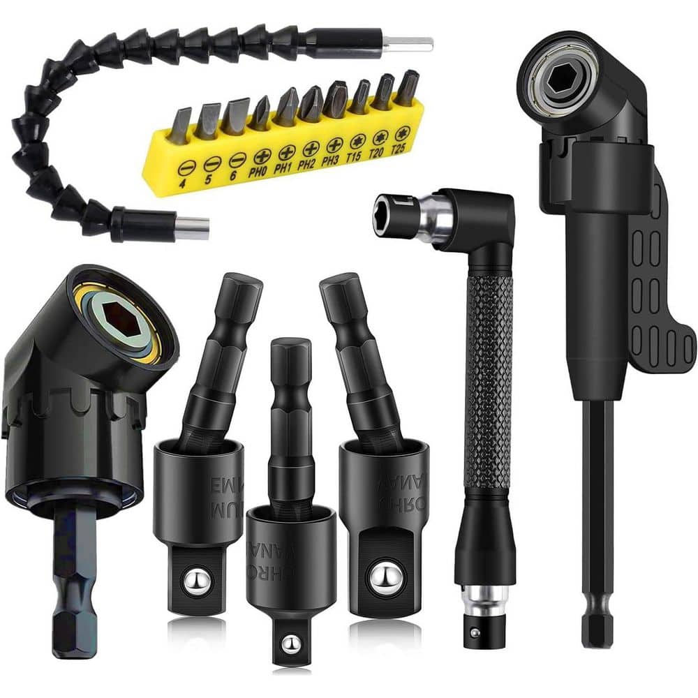 17Pcs Flexible Drill Bit Extension, Include 3Pcs Rotatable Socket Adapter - Hercitys