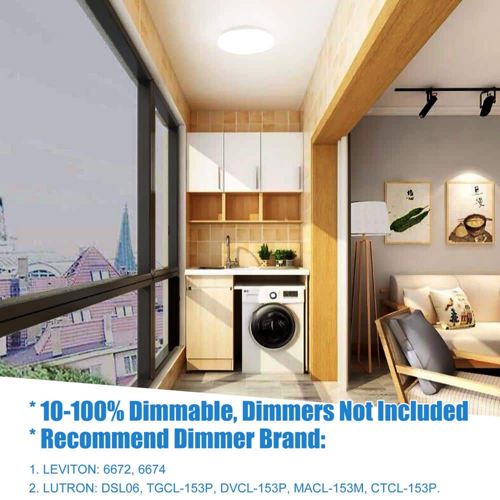 10 in. White Round Low Profile Dimmable LED Flush Mount with Plastic Shade Ceiling Light – 4000K Cool White (6-Pack) - Hercitys