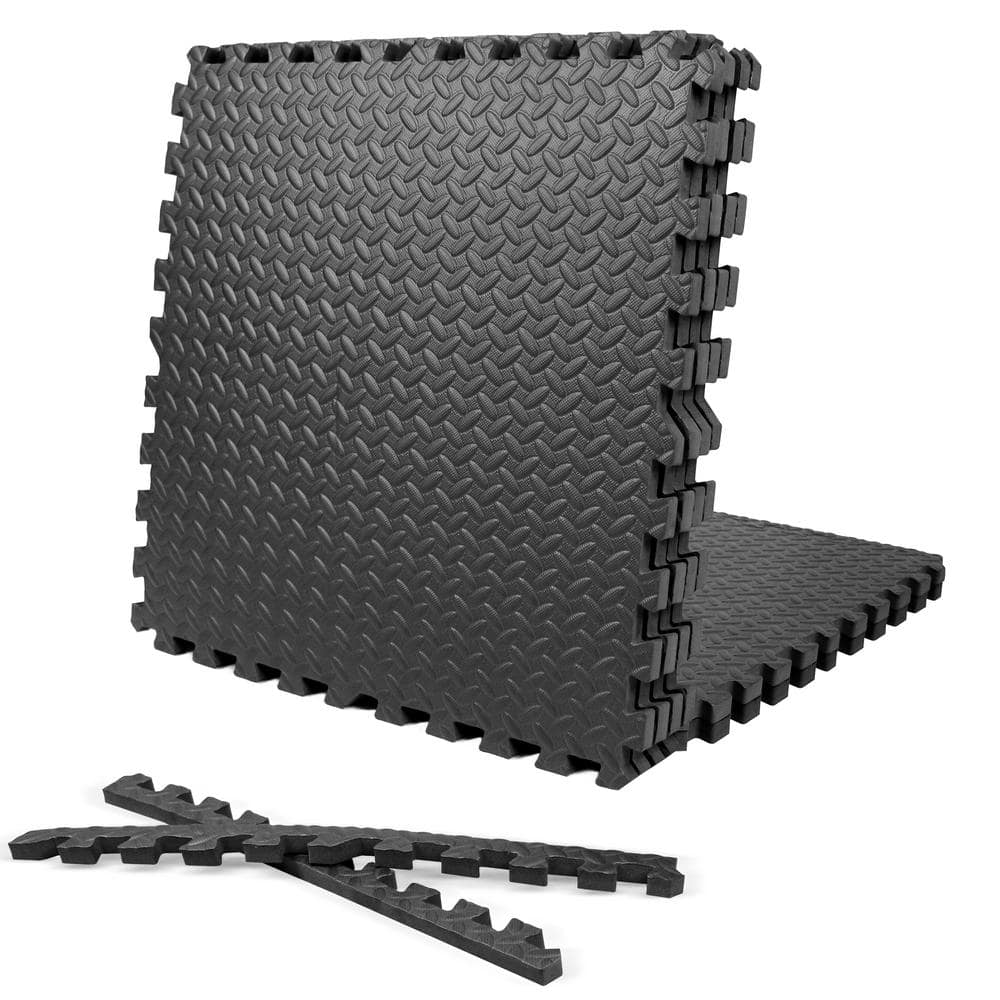 24 in. x 24 in. x 3/4 in. Extra Thick Interlocking Puzzle Exercise Mat for Home and Gym Equipment (24 sq. ft.) - Hercitys
