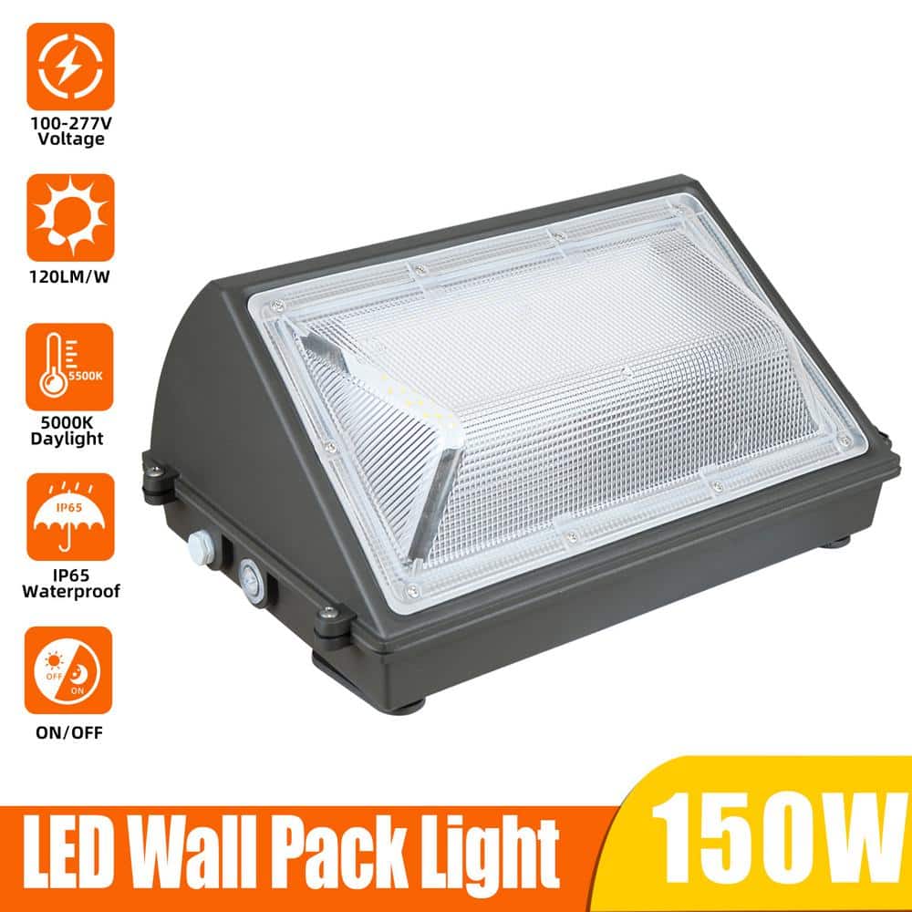 1000- Watt-Equivalent 120-277 Volt Integrated LED Bronze Dusk to Dawn Wall Pack Light, 5000K 18000LM, IP65（1-Pack） - Hercitys