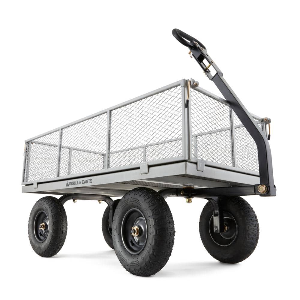 1,000 lbs. Heavy-Duty Steel Utility Garden Cart, 6 cu. ft. Capacity, 13 in. Pneumatic Tires, 2-in-1 Pull or Tow Handle - Hercitys
