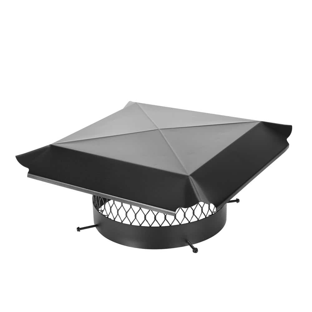 12 in. Round Bolt-On Single Flue Chimney Cap in Black Galvanized Steel - Hercitys