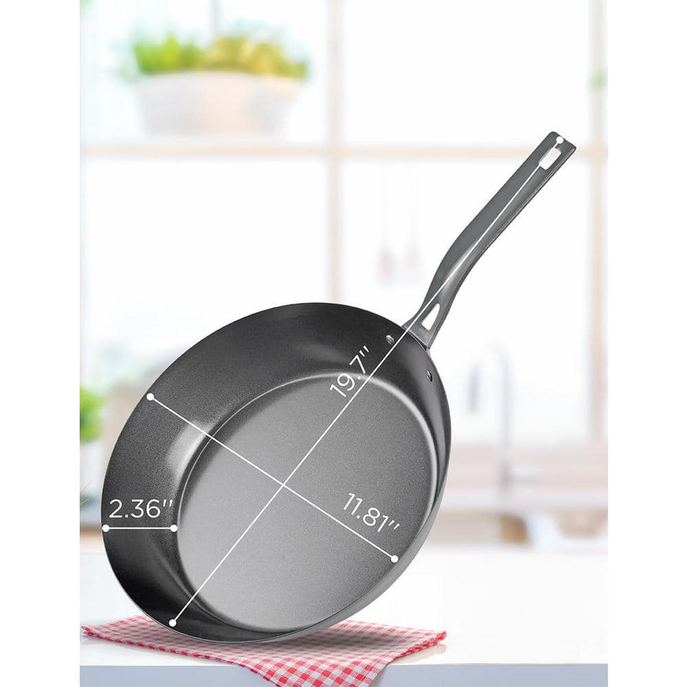 12 in. Carbon Steel Skillet Non-Stick Frying Pan with Ceramic Coating - Hercitys