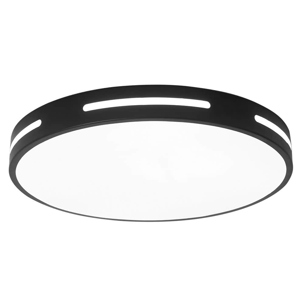 11.8 in. 1-Light LED Flush Mount Ceiling Light 24-Watt Close to Ceiling Light with PS Shade, Black - Hercitys
