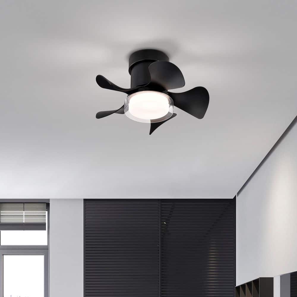 21 in. Smart Indoor/Outdoor Black Low Profile Noise Ceiling Fan with LED Light Kit and Remote - Hercitys