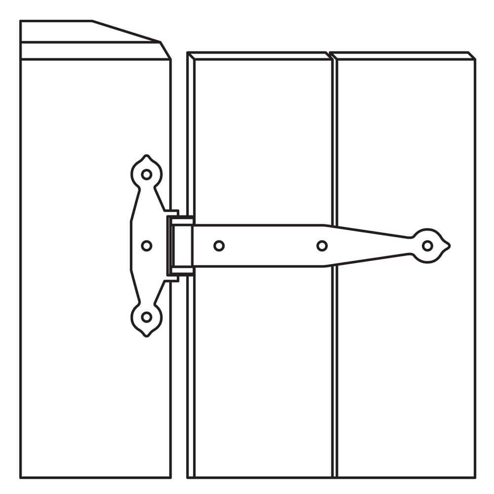 12 in. Black Super Heavy Duty Standard Tee Hinge - Hercitys