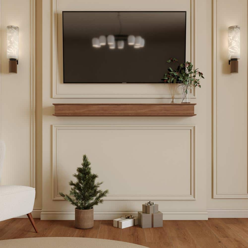 5 ft. Brown Wooden Color Finished Cap-Shelf Mantel - Hercitys