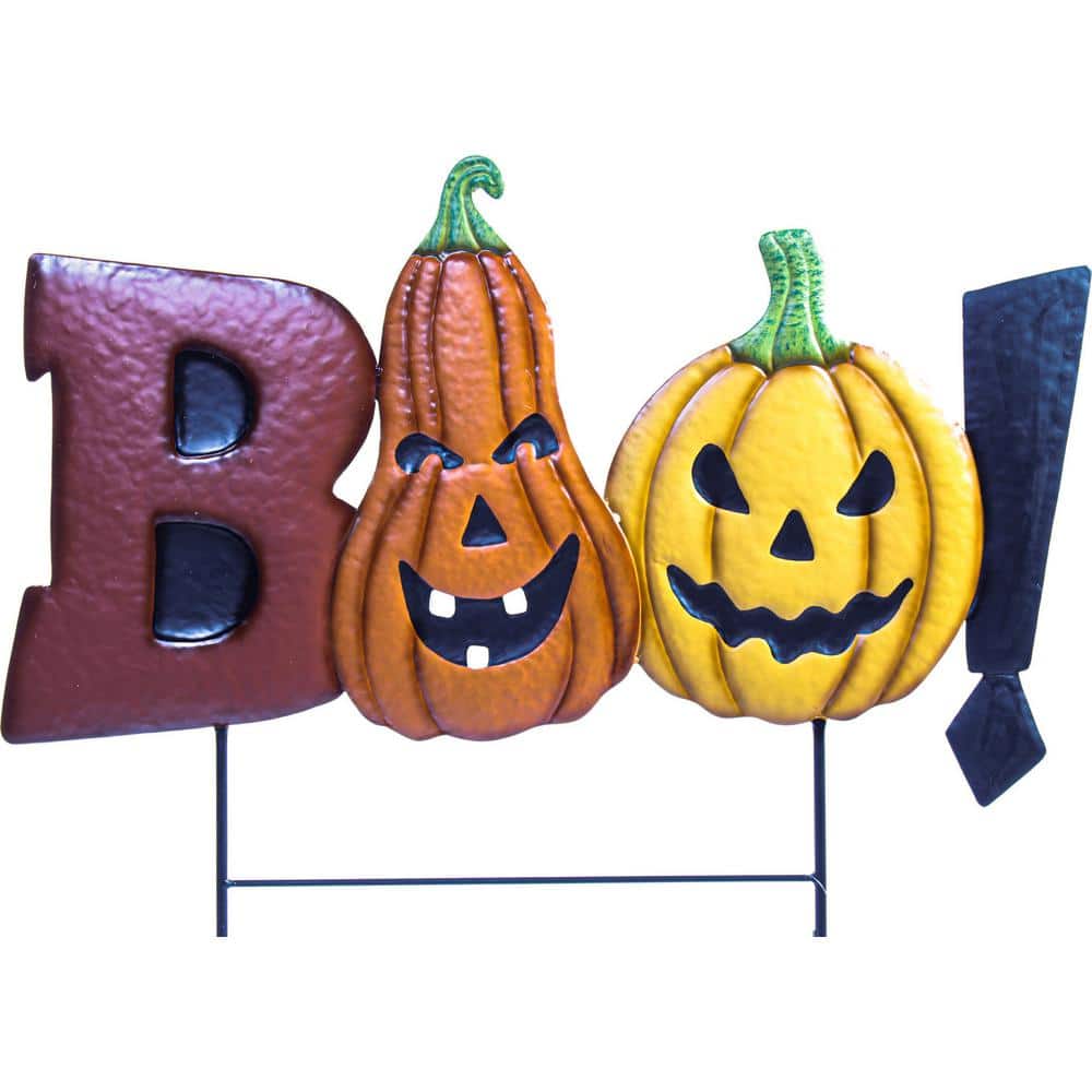 32 in. Halloween Sign Yard Stake Pumpkin BOO Metal Stake, 1 Each - Hercitys