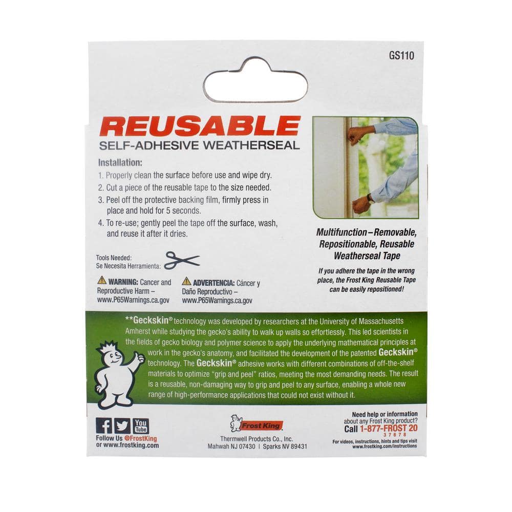 1 in. x 1/4 in. x 10 ft. White EZSuperSeal No Mistake Weatherstrip Tape - Hercitys