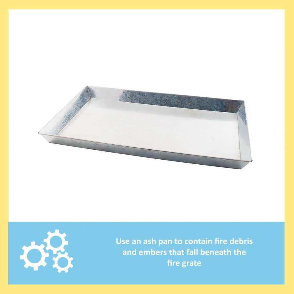 28 in. L Grey Steel Ash Pan for Large Basket Grate - Hercitys