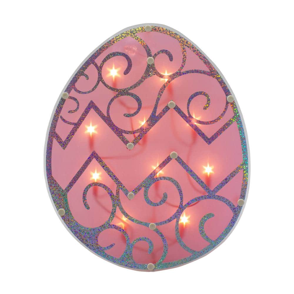 12 in. Lighted Pink Easter Egg Window Silhouette Decoration - Hercitys