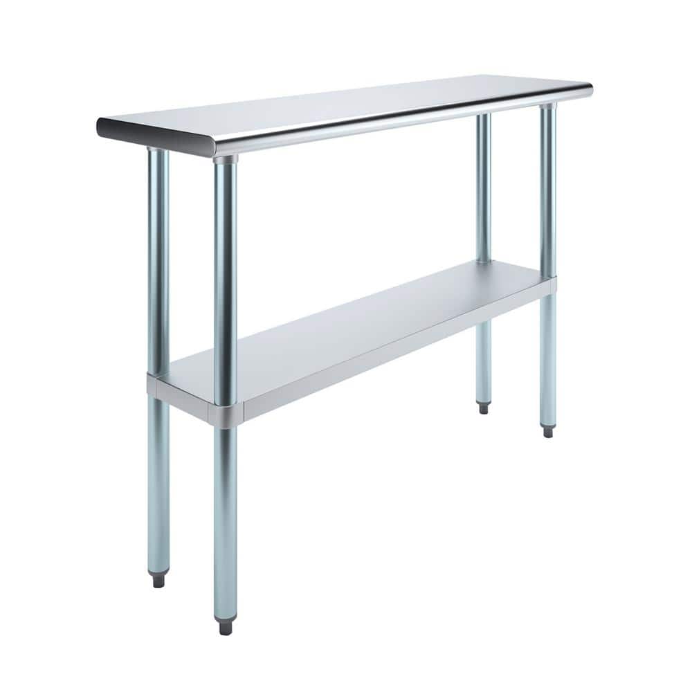 14 in. x 48 in. Stainless Steel Kitchen Utility Table with Adjustable Bottom Shelf - Hercitys