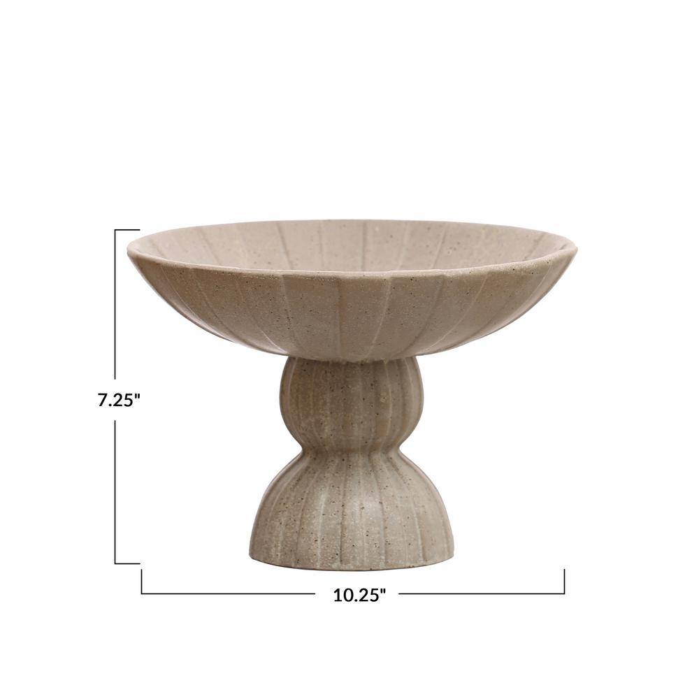 10.37 in. 54.1 fl. oz. Tan Beige Stoneware Footed Serving Bowl - Hercitys