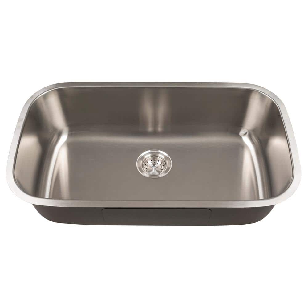 32 in. Undermount Single Bowl 18 Gauge Stainless Steel Kitchen Sink with Strainer - Hercitys