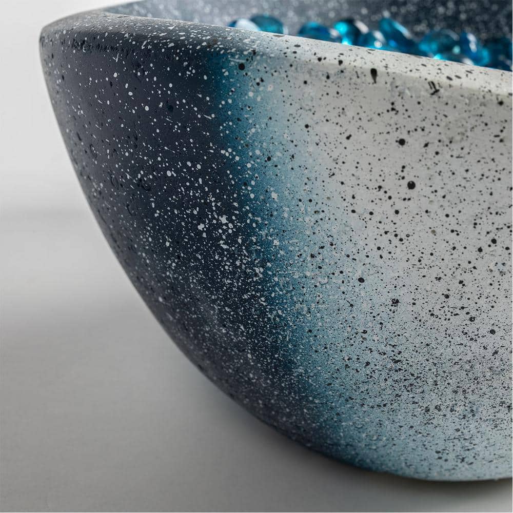 11.42 in. x 5.91 in. Oval Ethanol Concrete Tabletop Fire Pit with Personal Fireplace Mini Fire Pit in White Blue - Hercitys