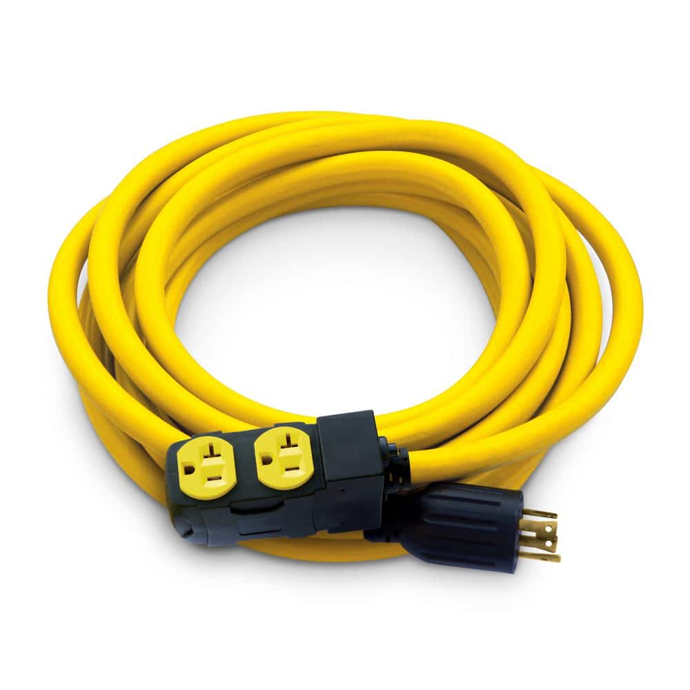25 ft. NEMA L14-30P to 4x 5-20R Generator Cord in Yellow - Hercitys