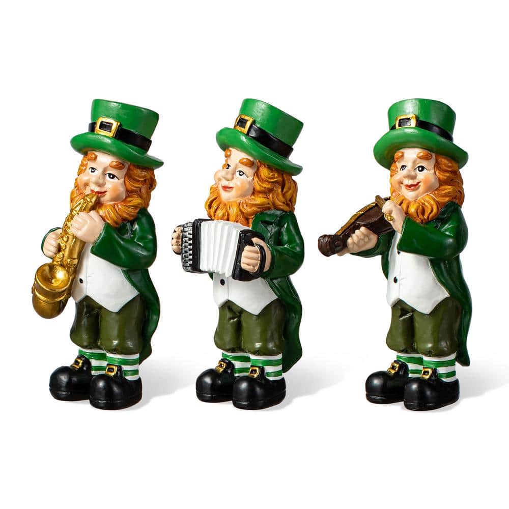 5 in. H St. Patrick’s Leprechaun Musicians Resin Table Decor (Set of 3) - Hercitys