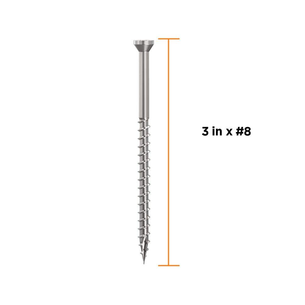 3 in. #8 316 Stainless Steel Premium Star Drive Trim Screws (350-Count) - Hercitys