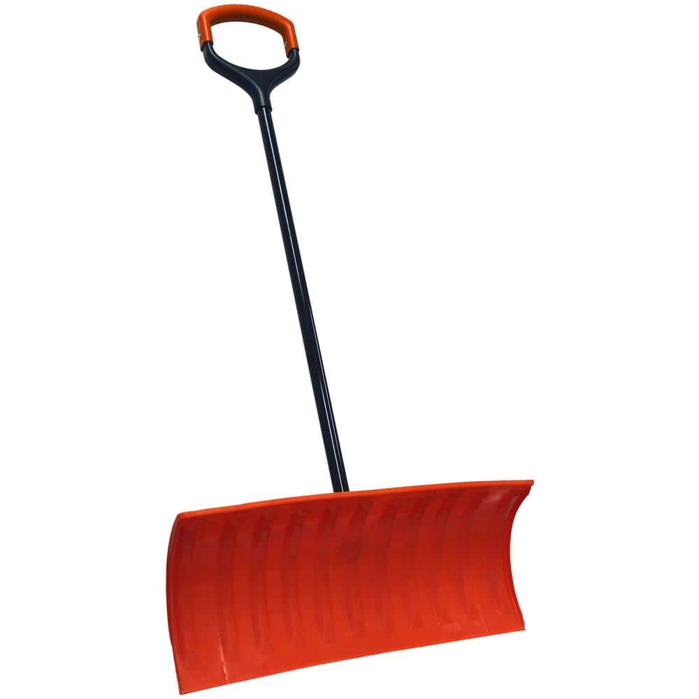 38 in. Plastic Handle and 25 in. Plastic Blade-Pusher Snow Shovel with Double Wide and Shock Absorbing D-Grip - Hercitys