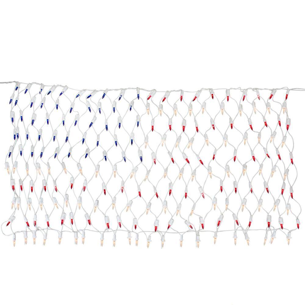 24 in. x 33 in. 200-Light Count Red, White and Blue American Flag Mini Net Lights with White Wire - Hercitys