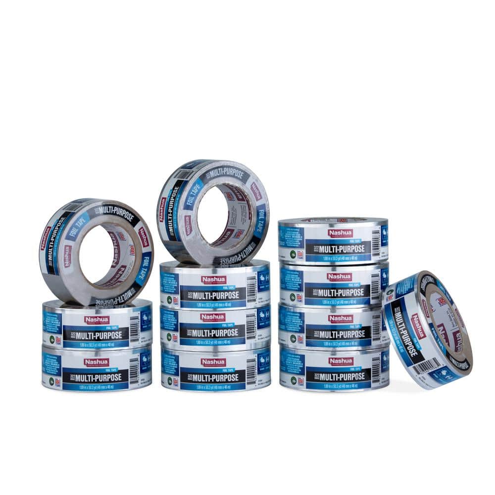 1.89 in. x 50 yd. 322 Multi-Purpose HVAC Foil Tape Pro Pack (12-Pack) - Hercitys