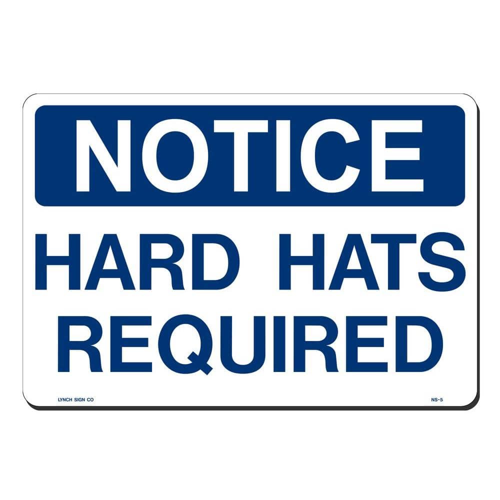 14 in. x 10 in. Notice Hard Hats Required Sign Printed on More Durable, Thicker, Longer Lasting Styrene Plastic - Hercitys