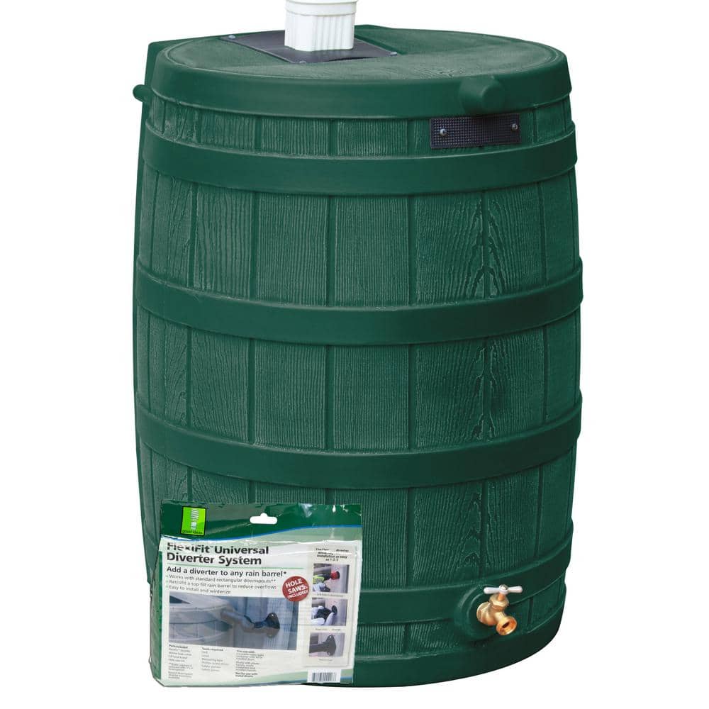 50 Gal. Diverter Kit Green Rain Barrel - Hercitys