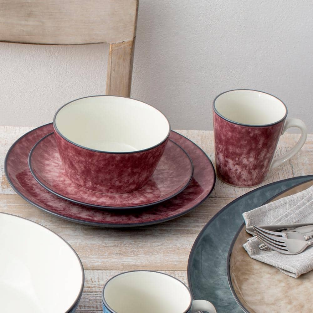 4-Piece ColorKraft Essence Garnet (Red) Stoneware Place Setting (Service for 1) - Hercitys