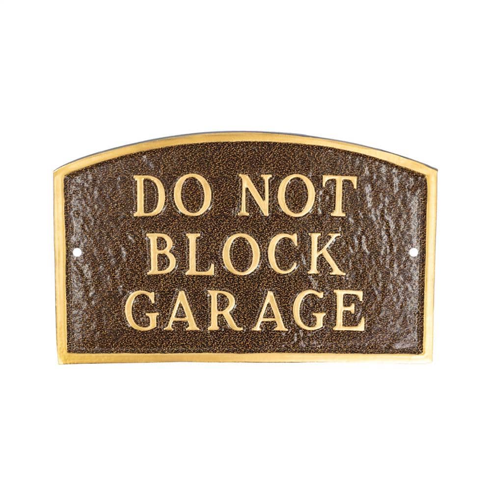13 in. x 21 in. Large Arch Do Not Block Garage Statement Plaque Sign – Hammered Bronze - Hercitys
