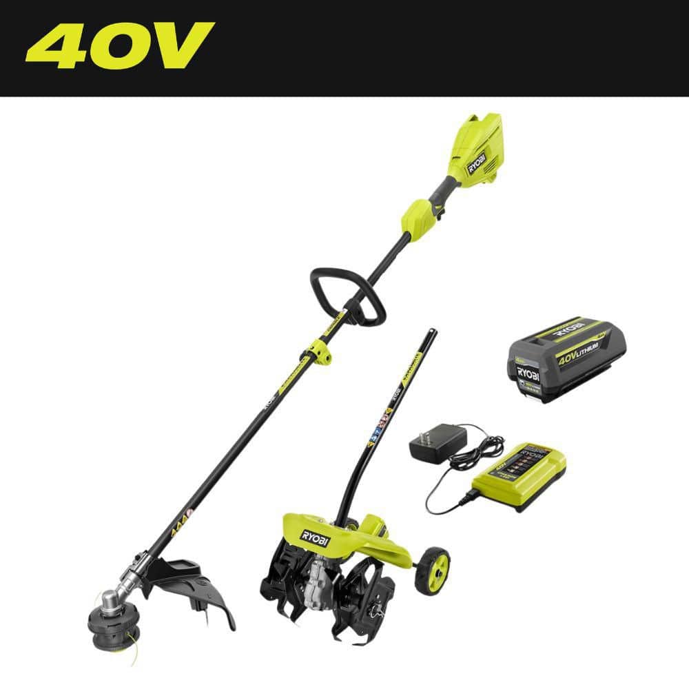 40V 15 in. Expand-It Cordless Battery Attachment Capable String Trimmer & Tiller with 4.0 Ah Battery and Charger - Hercitys