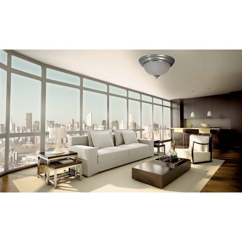 11 in. Brushed Nickel Flush Mount Fixture Frosted Glass Shade (4-Pack) - Hercitys