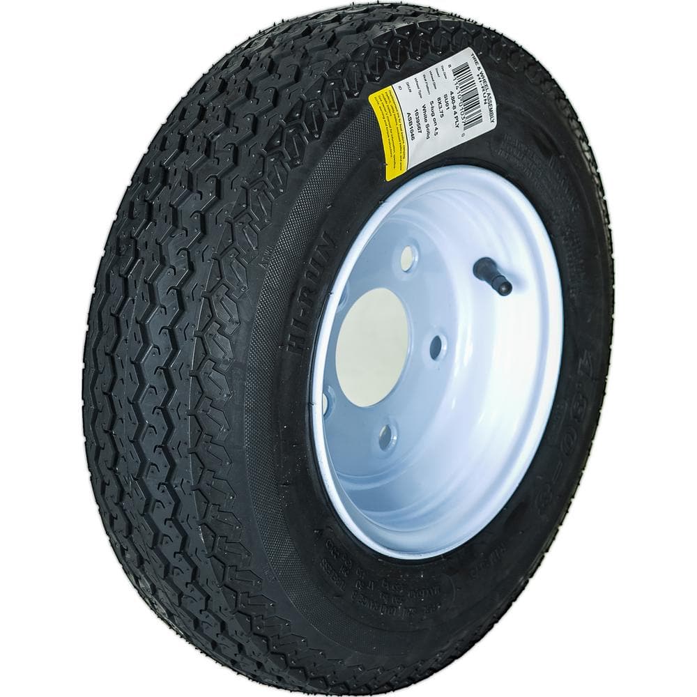 4.80 – 8 4PR LRB 5 Lug On 8 x 3.75 5 – 4.5 White Wheel - Hercitys